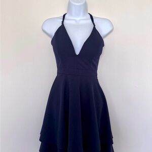 Navy Fit-And-Flare Mini Skater Dress